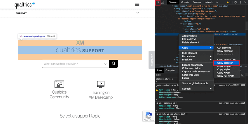 showing how to use right click to find the code on a website