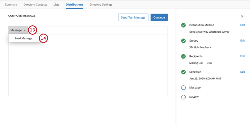 Dropdown described is located to upper-left of message field