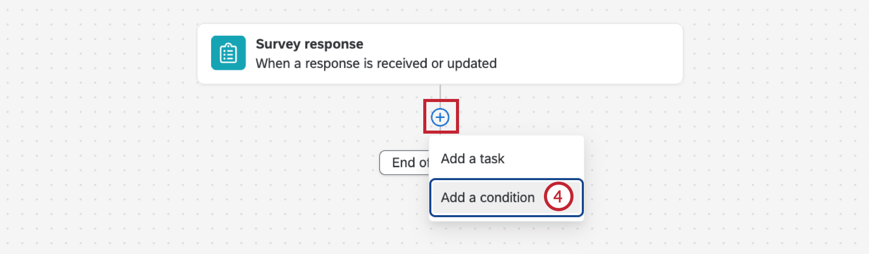 clicking the plus sign and then conditions