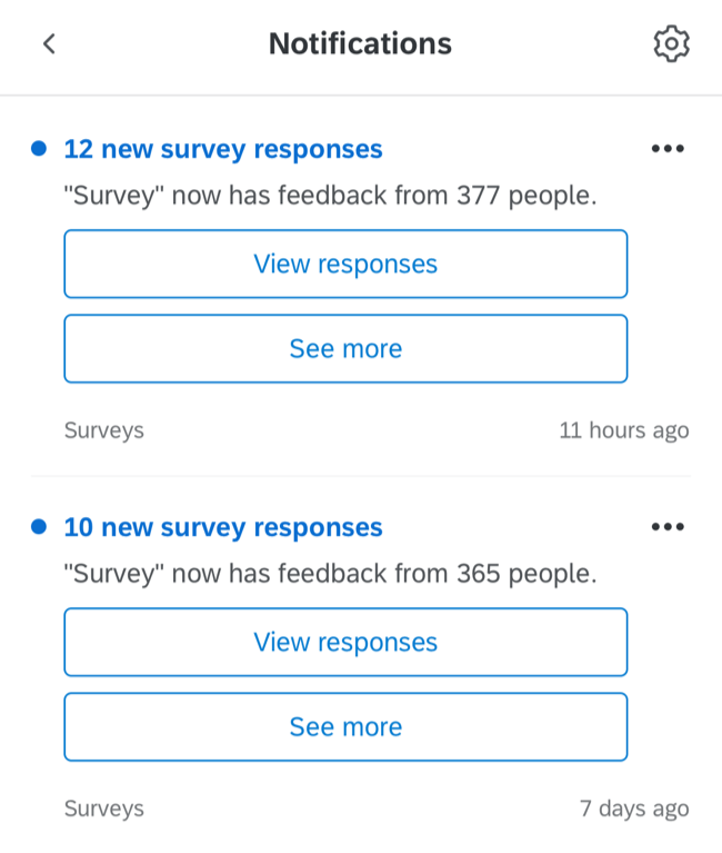the notification feed displaying notifications