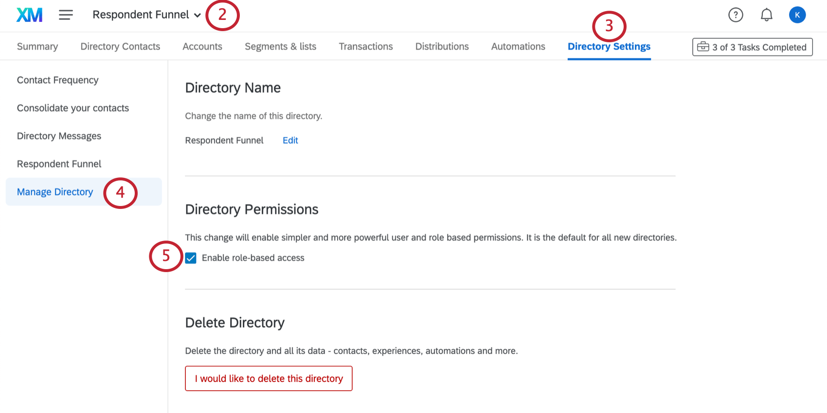 accessing directory roles by going to the manage directory settings