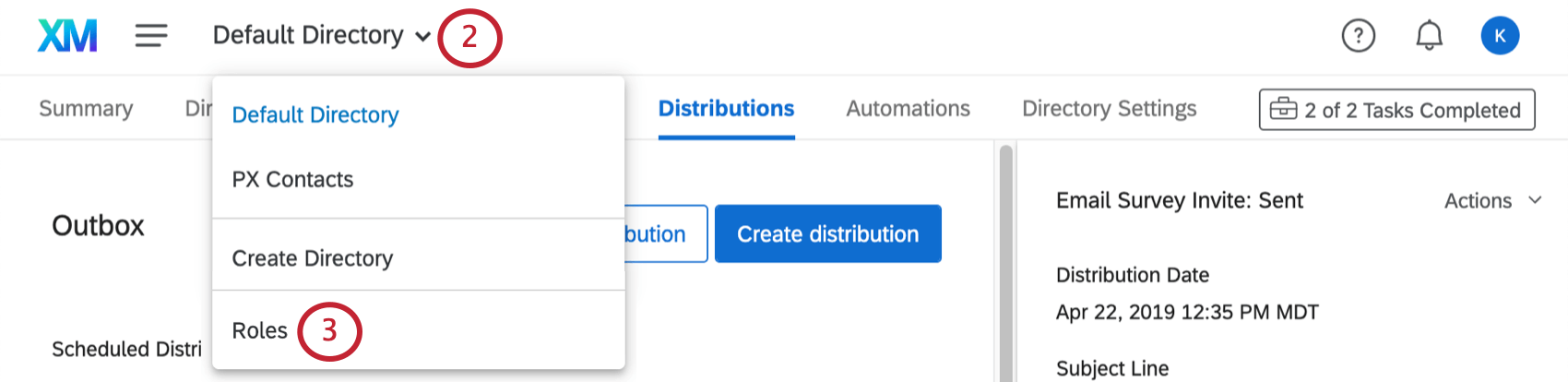selecting the roles setup by clicking the directory name in the top left